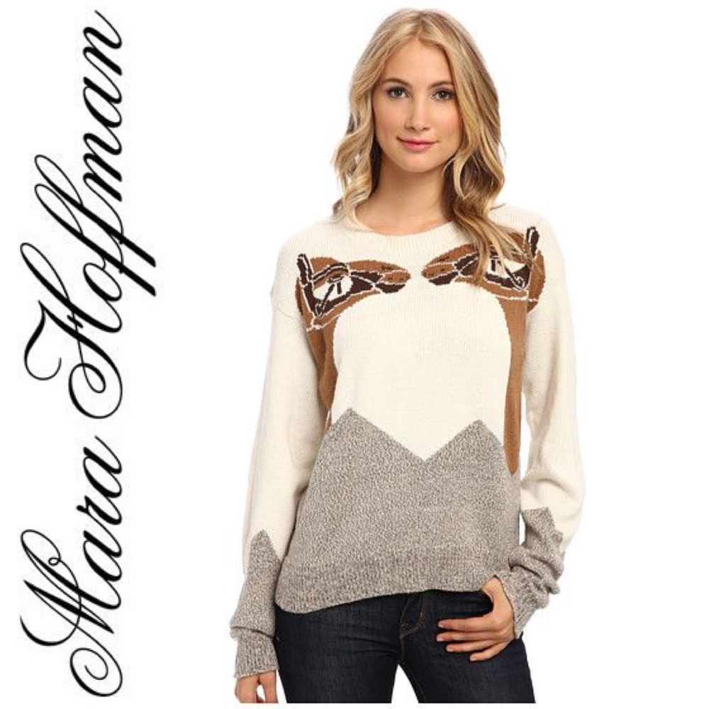 Mara Hoffman Runway Mirrored Camel Head Crewneck Alpaca Blend Sweater XS Rare - Picture 6 of 16